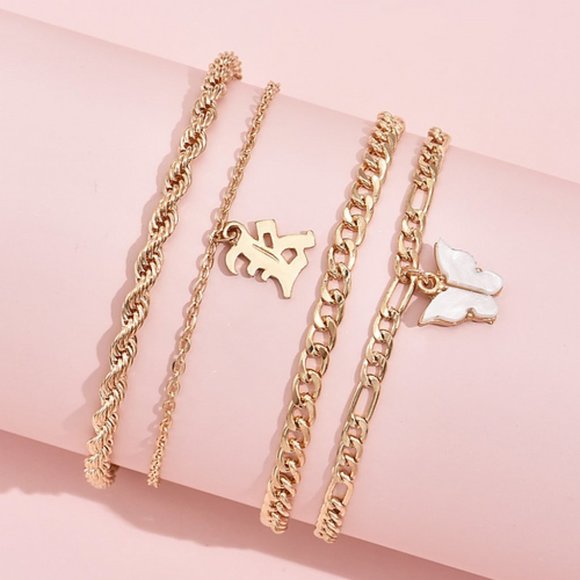 Sexy 4 Piece Mixed Chains Charms‎ Gold Ankle Bracelet Anklet Beach Summer Boho - Picture 2 of 4